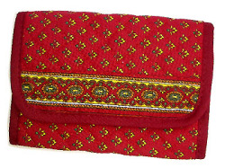 Provencal fabric wallet (Lourmarin. bordeaux × yellow)